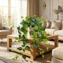 Waipfaru Fake Plants Artificial Plants Indoor, 2Pcs 34" Realistic Artificial Hanging Fake Pothos Vines Ivy Potted, Faux Pothos for Living Room Office Bedroom Bathroom Kitchen Shelves Indoor Home Decor