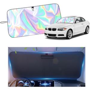 57.09 * 31.5" Windshield Sun Shade Foldable, Upgraded 210T Radium Titanium Silver Car Windshield Cover with Storage Pouch for Automotive Interior Protection, Universal Car Sun Shade (57.09 * 31.5 inch)