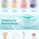 Waxing Kit, Foldable Wax Warmer with 4 Packs Hard Wax Beads, Silicone Wax Pot Machine for Full Body, Face, Eyebrows, Legs, Bikini, At Home Hair Removal Kit with 15 Accessories for Women Men, Green