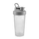 light gray, semi-transparent plastic protein shaker bottle, 28 OZ