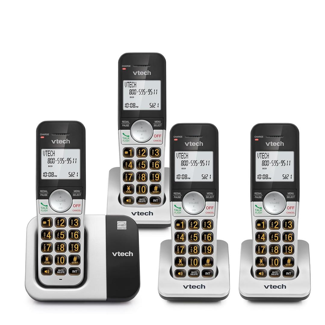 VTech VG231-4 Cordless Phone 4-Handset with Large Display and Big Buttons, DECT 6.0 with Caller ID/Call Waiting, Full Duplex Speakerphone, ECO Mode, Last 10 Number Redial, Easy to Use