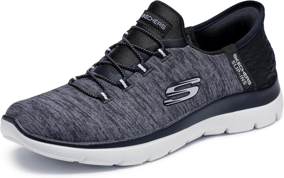 Skechers Women's Summits Dazzling Haze Hands Free Slip In Sneakers (7, Black White)