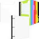 INFUN All-in-one Telescoping Binder Notebook, Refillable 3 Ring Notebook Binder with 1 Plastic Movable Pocket Folder,5 Plastic Subject dividers and Graph Paper and College Ruled Paper-White