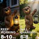 Solar Lantern Garden Statues Decor, 14" Large Outdoor Bear Figurine Lights for Yard Patio Decoration - Unique Christmas Housewarming Gifts for Grandma Wowen Mom Brown