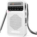 Portable Radio AM FM with Best Reception, Goodes Transistor Radio with Loud Speaker, 2AA Battery Operated, Headphone Jack for Indoor, Outdoor and Emergency Use - White