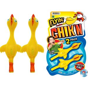 JA-RU Flyin' Chik'n Rubber Chicken Slingshot (1 Pack 2 Units) . Flying Sling Shot Chicken. Slinger Toy for Kids and Adults. Easter Party Favors Stocking Stuffer Pack Fun Toys for Gift Bags 426-1A