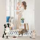 41 Inch Tall Baby Gate with Small Cat Door, Adjustable Auto Close Dog Gate Easy Walk Thru Pet Door for Stairs, Doorway, House (White, 29.52"-43.71")