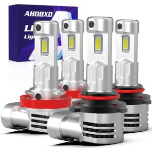 9005 H11 Light Bulbs Combo, Upgraded 900% 60000LM Brightest 1:1 Halogen Size H11 9005 Bulbs with Cooling Fan 80000hours Lifespans Super Bright H11 9005 Fog Light Bulbs (Pack of 4)