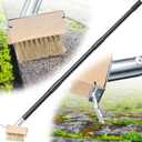 LLARGUEST Crack Weeder, 2-in-1 Long Handle Weed Brush & Scraper Tool, Manual Crevice Weeder for Pavers, Driveways, Decks, and Garden Paths.