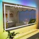 LOAAO 55X36 RGB LED Bathroom Mirror with Lights, Large, Anti-Fog, Dimmable Smart Lighted Bathroom Vanity Mirror, Multiple Light Modes, RGB Backlit + Front Light, Memory Function, Tempered Glass