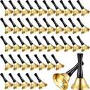 Yeshone 50 Pcs Small Steel Hand Bells Bulk Dinner Service Bells with Plastic Handles Call Handbells for Church Classroom Sick Elderly Teachers Adults(Gold)