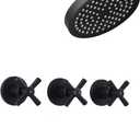 LIWEIKE 3 Handle Tub Shower Faucet, Matte Black Three Handles Shower Faucet Set with Tub and Shower Faucet Combo Rough-in Valve