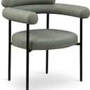 Meridian Furniture Blake Collection Modern | Contemporary Upholstered Dining Chair with Metal Frame, 28.5" W x 24" D x 31.5" H, Green, Set of 2, Vegan Leather