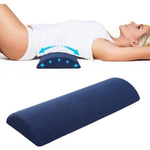 Cozyhealth - 3.15" H*23.6" L - Soft Lumbar Pillow for Sleeping, Memory Foam Back Lumbar Support Cushion for Lower Back Pain Relief Bed Waist Sleep Support Pillow for Side, Back (Dark Blue, Large)