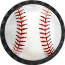 4 Pack Baseball Cabinet Knobs Round Sport Themed Drawer Pulls Black Dresser Knob Cupboard Door Handles Hardware for Kitchen Bathroom Cabinets