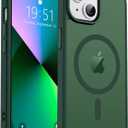 Magnetic for iPhone 13 Case & iPhone 14 Case, [Compatible with MagSafe] [Military Grade Drop Protection] Translucent Matte Shockproof Anti-Scratch Phone Cover, Forest Green