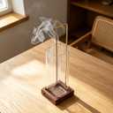 Ceremony Incense Holder, Wooden Incense Holder for Sticks with Glass Ash Catcher, Anti-ash Incense Burner with 20 Incense Sticks and a Ash Brush for Meditation Yoga Spa Room Decor