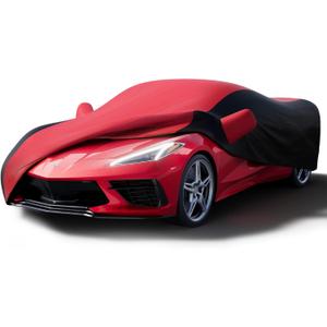 KAKIT Waterproof Car Cover Custom Fit for 2020-2022 C8 Stingray, UV Resistant Fade-Proof Cover for Chevy Corvette, Indoor & Outdoor Use (Red & Black Combo)