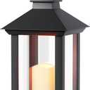 Lanterns Decorative Indoor & Outdoor- Black Candle Lantern, 13.3in Waterproof LED Lantern for Patio & Porch, Battery-Powered Hanging Vintage Lanterns with Timer for Weddings, Transparent