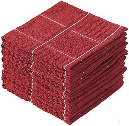 Glynniss Kitchen Dish Cloths for Washing Dishes, Cotton Dish Rags for Drying Cleaning, Pack of 8 Dishcloths (red, 12x12 inches)