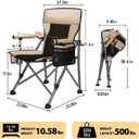 Heated Camping Chair with 20,000 mAh Battery, Loog-Lasting for 500 Mins, Fully Padded Heated Camp Chairs, Heavy Duty Folding Chairs Supports 500 lbs for Winter Camping, Picnics, Tailgating, RV Travel, 20.5in x 17in x 41.5in