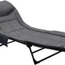LANGWEI Folding Camping Cot, Adjustable Backrest Adults Reclining Lounge Chair with Pillow and Side Pockets, Folding Outdoor Travel Cots for Outside Beach Patio (Grey)