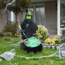 Halloween Indoor Outdoor Decorations, Large Witches Cauldron Set with Skeleton - Black Witch Themed Skeleton Halloween Party Decor for Table Desk Mantel Room Home