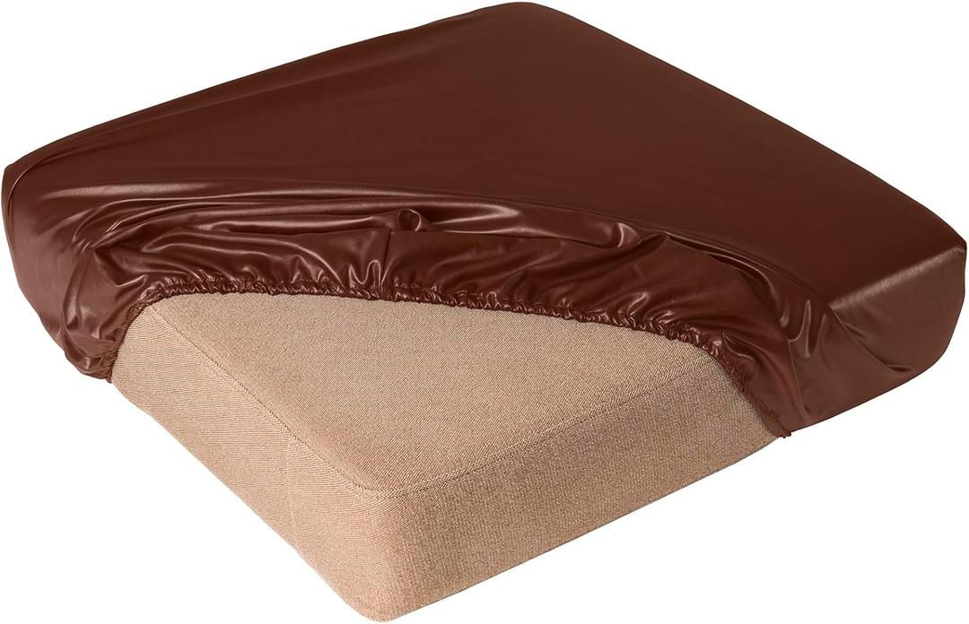 100% Waterproof Pu Leather Couch Cushion Covers Luxury Stretch Sofa Cushion Furniture Protector Wipeable Seat Sofa Slipcover Sofa Cover for Pets with Elastic Bottom (Orange,Chair), 20*45"