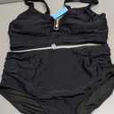 Yonique Women Plus Size High Waisted Bikini - Two Piece Swimsuit U-Wire Cutout Tummy Control Bathing Suit 2026 Swimwear (Black)