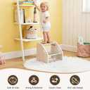 Wooden Toddler Step Stool with Handles, Non-Slip Two-Step Stool for Kids, Height Adjustable, Safe Potty Training Stool for Bathroom, Kitchen, Bedroom