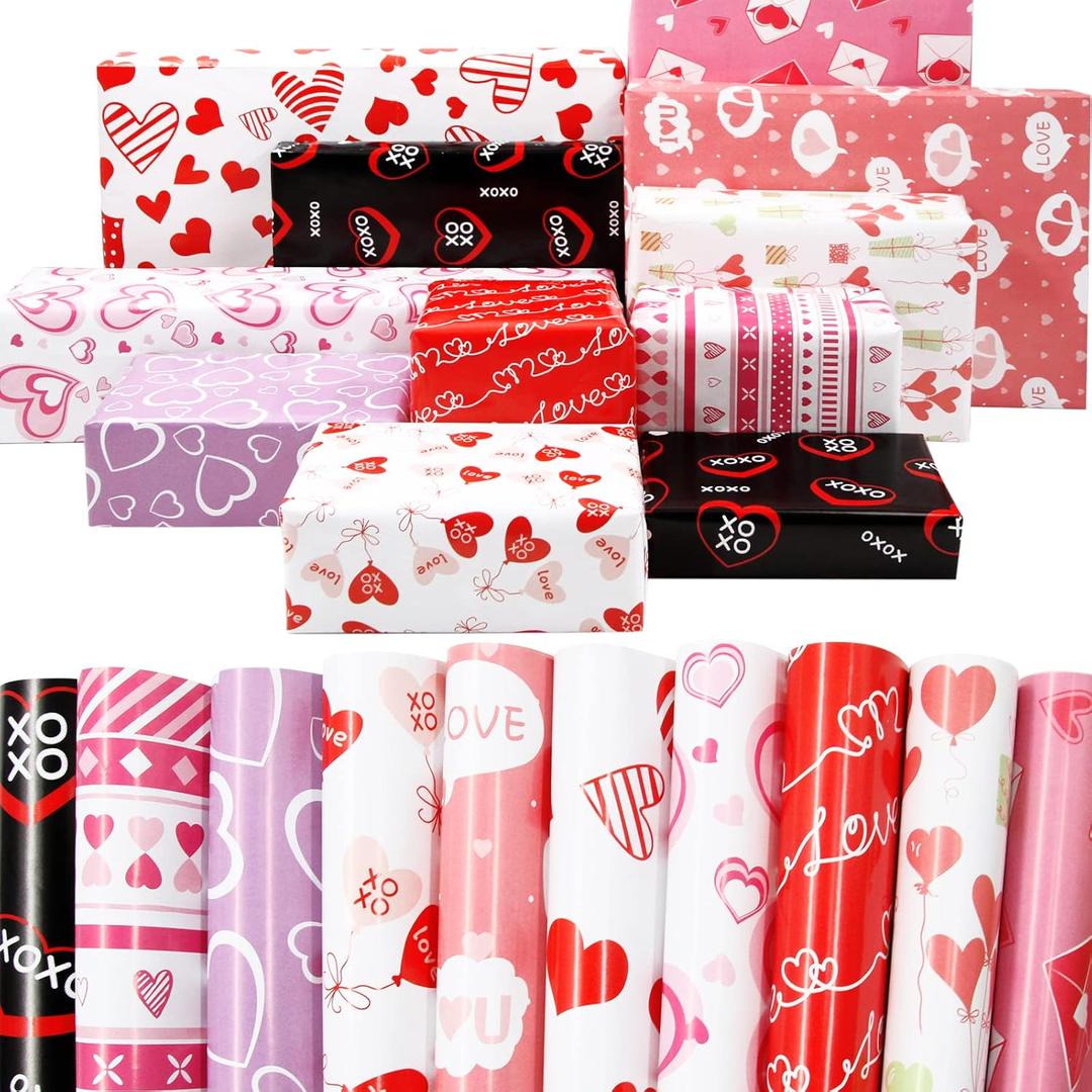 6 x Fancy Land 10 Sheets Valentine Wrapping Paper Sheets Wedding Valentines Day Gift Wrap Folded Large Sheets 20 X 28 Gift Decoration