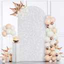 MODFUNS Silver Sequin Arch Cover Backdrop Fabric 7.2FT Spandex Backdrop Cover Wedding Arch Covers Glitter Arch Covers Stretchy Back Drop for Outdoor Indoor Celebration Parties Decoration