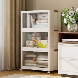 SAILUN Stackable Storage Bins with Lid, 167QT 5Pack Beige