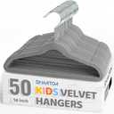 Smartor Premium 14 Inch Kids Hangers 50 Pack, Grey Baby Velvet Hanger, Non Slip, Space Saving Felt Hangers Clothes Organizers for Closet with 360 Swivel Hook for Children, Toddler & Teens
