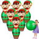 Wettarn 7 Pcs 27 in Giant Christmas Inflatable Bowling Set Elf Inflatable Games for Kids Adult Christmas Party Games Holiday Carnival Family Indoor Outdoor Garden Backyard Lawn Fun Xmas Decor