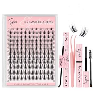 EYEVIS Fairy Lash Clusters Kit 144PCS Ultra-Thin Invisible Band Lash Extension Kit 8-18mm Manga Eyelash Extension Kit C Curl Lash Clusters Wet-Look Anime DIY at Home （Fairy Kit,8-18mm）