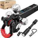 Nilight Trailer Hitch Tri-Ball Mount with Hook and Rotatable Tow Anti-Theft 3/4” Shackle Fits for 2inch Receiver Ball Size 1-7/8” 2” 2-5/16” GTW from 5000lbs to 10000lbs for RV SUV ATV Truck