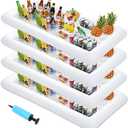 MorTime 4 PACK Inflatable Ice Serving Bar, 53"x25" Server Tray Pool Buffet Drink Cooler, Ice Tray Food Drink Containers for Summer Parties