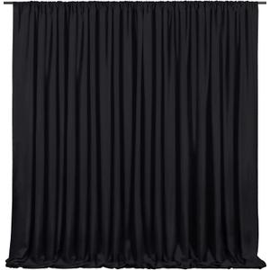 Black Backdrop Curtains 2 Panels 5ft x 10ft Polyester Photo Backdrop Drapes for Wedding Party Stage Birthday Decorations