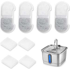 Stainless Steel Cat Water Fountain, 101oz/3L Automatic Pet Water Fountain, Dog Water Fountain for Cats, Small Dogs (The Set Only Include Official 4 Packs Replacement Filters & Sponges)