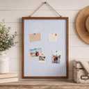 Leinuosen 17" x 23" Cork Bulletin Board, Blue Stripe, Wood Frame