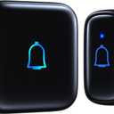 Classroom Doorbell Wireless Doorbell IP66 Waterproof 1000 Feet 66 Chimes 115dB 7-Level Vol Mute Mode Loud Battery Doorbells Chime for Office Classroom Home Kids Room Teachers & Hearing-Impaired (Mini Black)