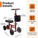Economy Knee Scooter for Adults for Foot Surgery, Foldable & Steerable Knee Walker with Dual Brakes, Medical Knee Scooter for Broken Foot Injured, Lightweight Leg Scooter for Broken Ankle (Red）