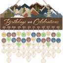TOARTi Woodland Themed Family Birthday Calendar Wall Hanging(15.7''x7'') with 100 pcs Tags, DIY Rustic Birthday Celebration Reminder Board, Celebration Calendar Tracker Wooden Plaque for Home Office