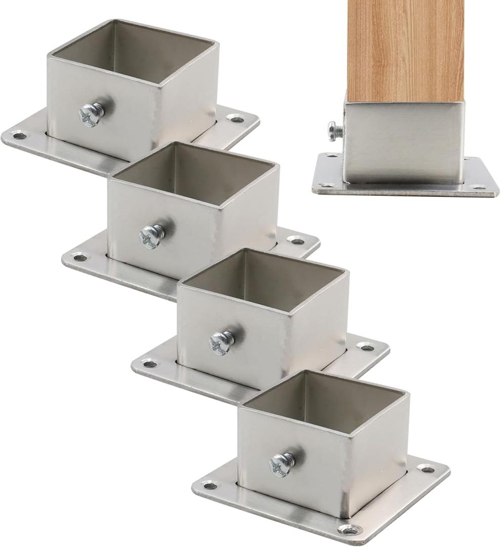 Wealrit 4 Pcs Square Post Bases Stainless Steel Flange Anchor Bases Heavy Duty Post Brackets for Fence Deck Railing Support(1.5" x 1.5")