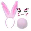 Christmas Reindeer Antlers Headband, Fluffy Tail, Face Stickers Cosplay Animal Dress Up (Dog Khaki)