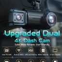 3 Channel Dash Cam Front and Rear, 4K+4K+1080P Car Camera, Free 128GB Card, Built-in GPS, ADAS, 5.8GHz WiFi & APP, Super Night Vision, G-Sensor, Loop Recording, 24H Parking Mode Dash CamBlack