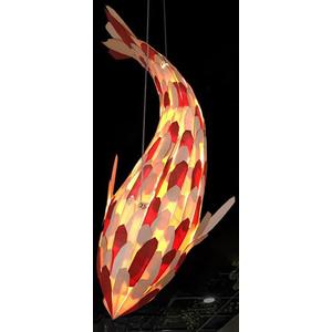 MIXL-Wood Fish Pendant Light,Rustic Fish Hanging Lamp Over Kitchen Island,Coastal Dining Room Light Fixture,Boho Style Ceiling Hanging Light for Living Room Bedroom and Restaurant