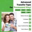 TECKWRAP Silicone Transfer Tape, Advanced Vinyl Tape for Permanent Vinyl & Heat Transfer Paper, No Sticky Residue, 12 Inches x 13FT, White Clear Transfer Tape for Vinyl Stickers