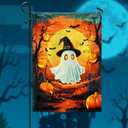 FLAGWIX Halloween Decorations Outdoor Flag - Boo Flags for Outside 11.5"x17.5" - Outdoor Halloween Ghost decorationsfor for Yard Garden Porch, Holiday Gifts for Women Men (Flame  Haunted Glow)